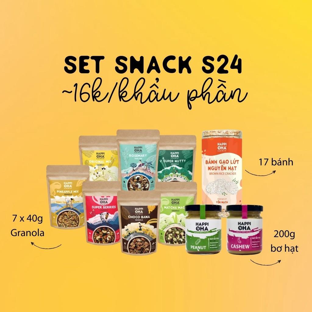 Bộ Snack S24 24 khẩu phần ngũ cốc giảm cân granola, bánh gạo lứt nguyên hạt và bơ hạt