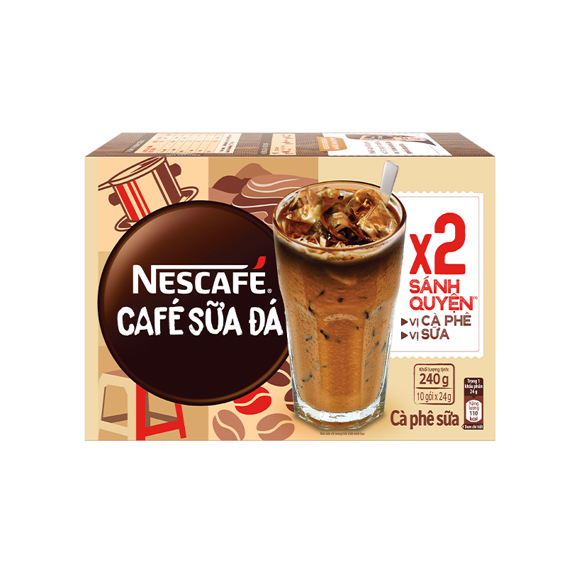 [Tặng Bộ bình ly Lumiarc 750ml & 200ml NESCAFE] Combo 4 Hộp Cà phê sữa NESCAFÉ (Hộp 10 gói x 24 g)