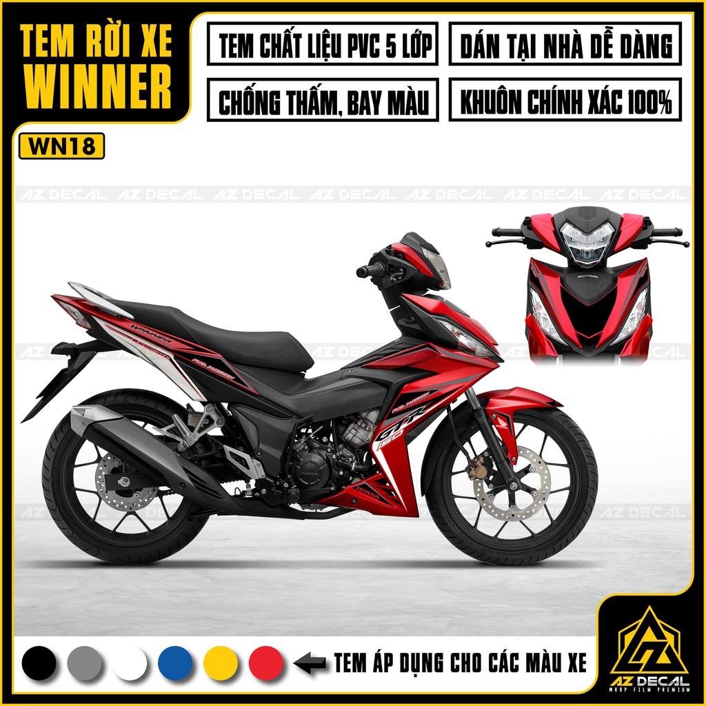 Tem Rời Dán Xe Winner V1 / 150 Mẫu GTR | WN18 | Decal Chế Xe Chất Liệu PVC Chống Nước, Chống Bay Màu - Đỏ Xanh Trắng