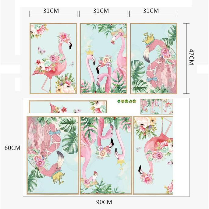 Decal trang trí tường - 3 khung ảnh Cò Hồng phong cách hiện đại