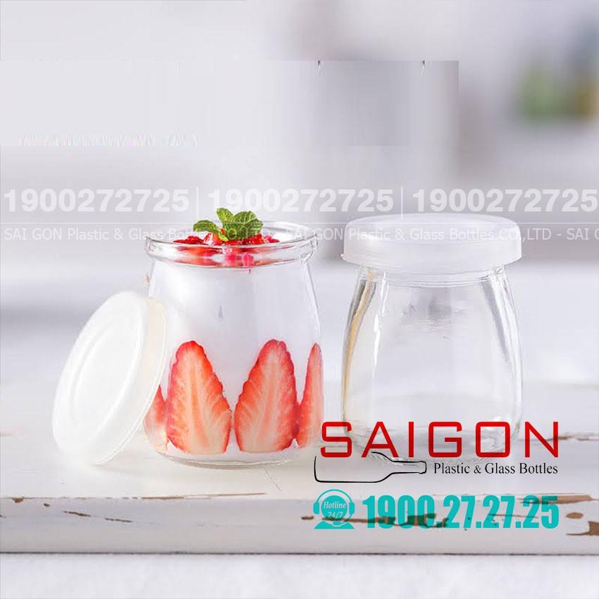 Combo 06 Hũ Sữa Chua Thủy Tinh 100ml , 200ml Nắp Nhựa