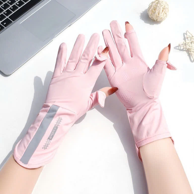 Găng Tay Hở 2 Ngón Unisex Chống Nắng, Có Thể Sử Dụng Cảm Ứng Điện Thoại UV UPF50+ MÀU GHI ĐẬM