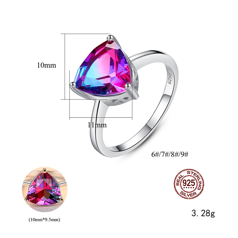 Nhẫn Bạc Nữ Đá Cầu Vòng Tình Yêu N-1455 Bảo Ngọc Jewelry (Freesize)