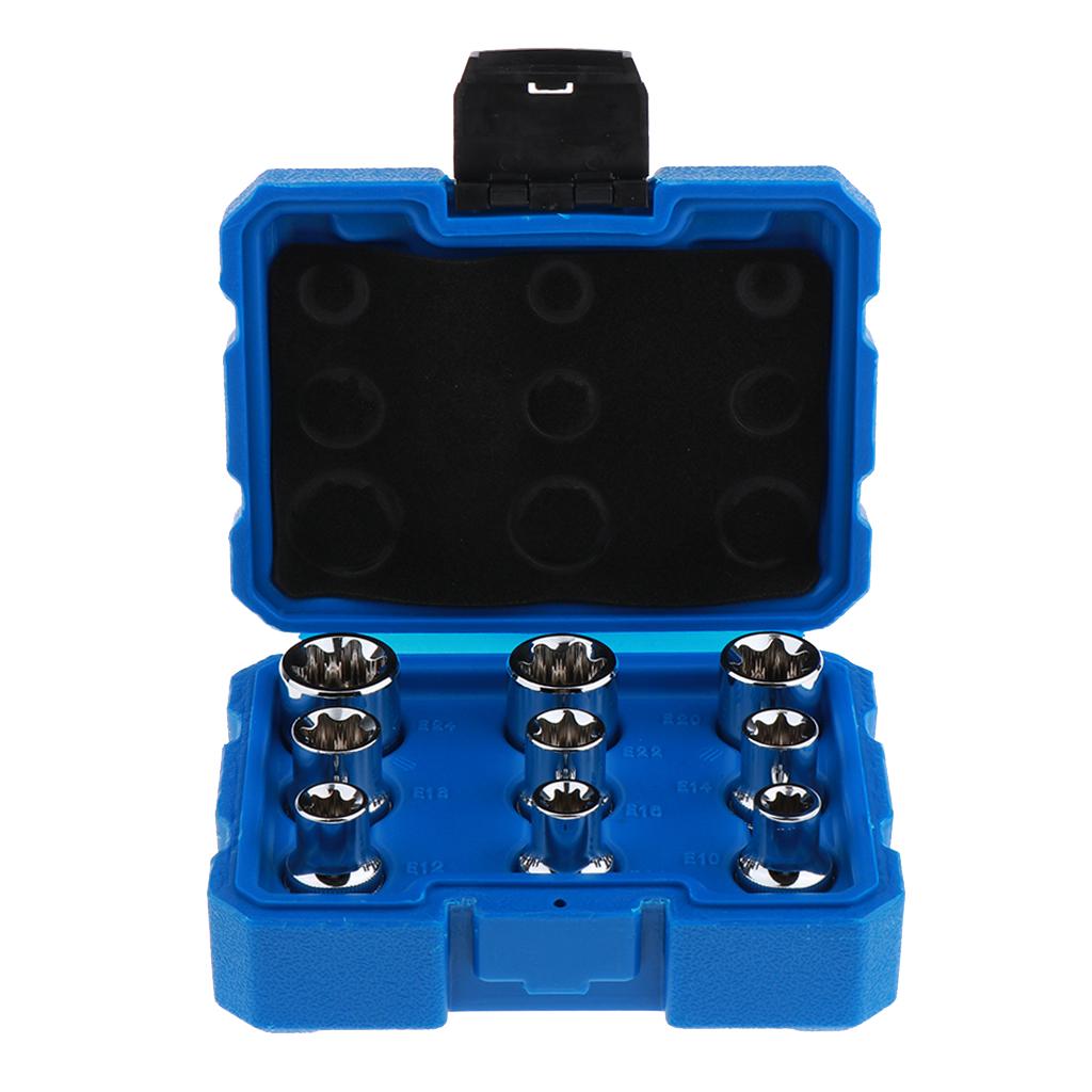 14pcs/set E Socket Set In a Storage Case Star Female Sockets 1/4" 3/8" 1/2"