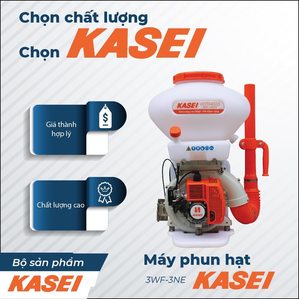 Máy phun sạ 3 trong 1 KASEI 3WF-3SE dùng để sạ lúa, phun vôi, phun phân bón.