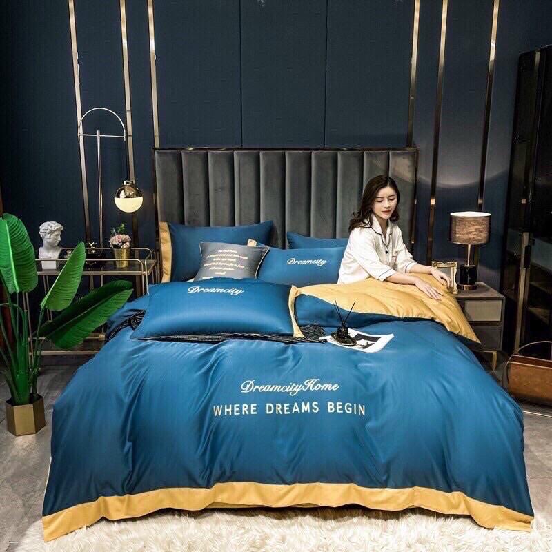 Bộ Chăn Ga Gối Phi Lụa DREAM CITY cao cấp 4 Món - Mềm Mịn Thoáng Mát -