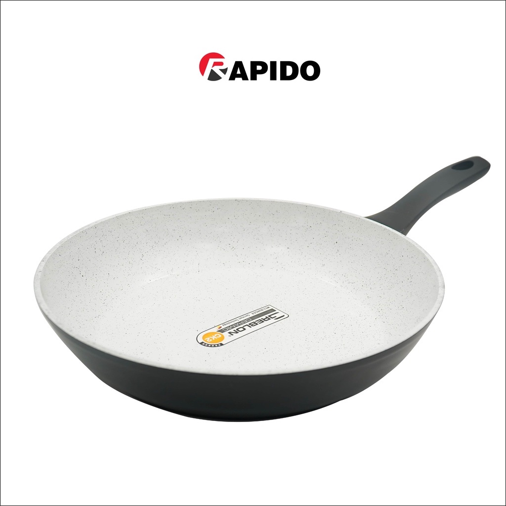 Chảo từ chống dính Rapido, chảo xào vân đá size 24-30cm dùng bếp từ, gas, hồng ngoại - hàng chính hãng