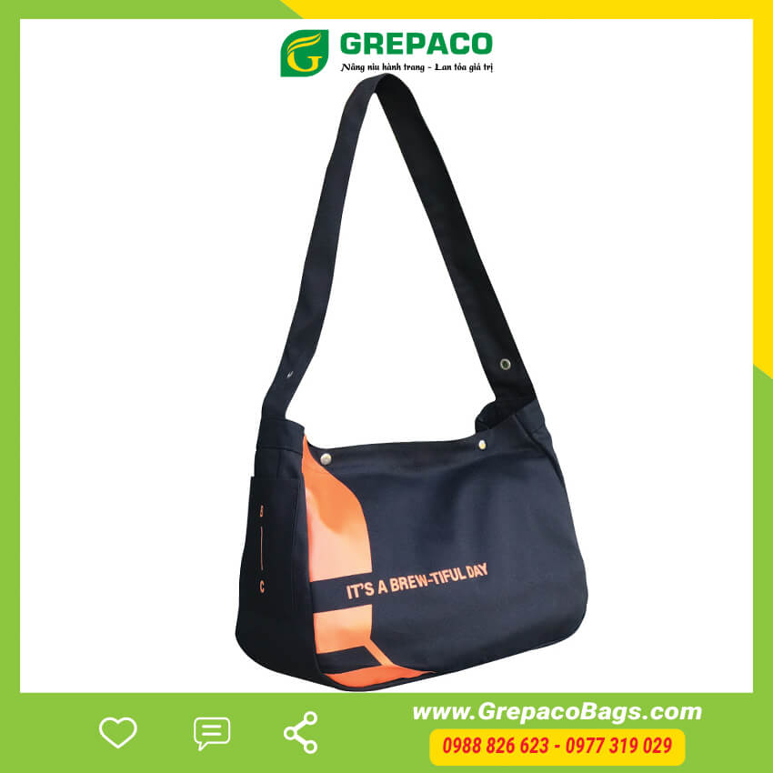 Túi Tote Xách Vải Bố Canvas Grepaco Thời Trang Nữ Đeo Vai Màu Đen Size To (Lớn) In Chữ Có Ngăn Phụ Bên Trong, Dành Cho Công Sở Đi Làm, Sinh Viên Đi Học, Chơi Du Lịch, Picnic, Gym, Shopping - Hàng Chính Hãng