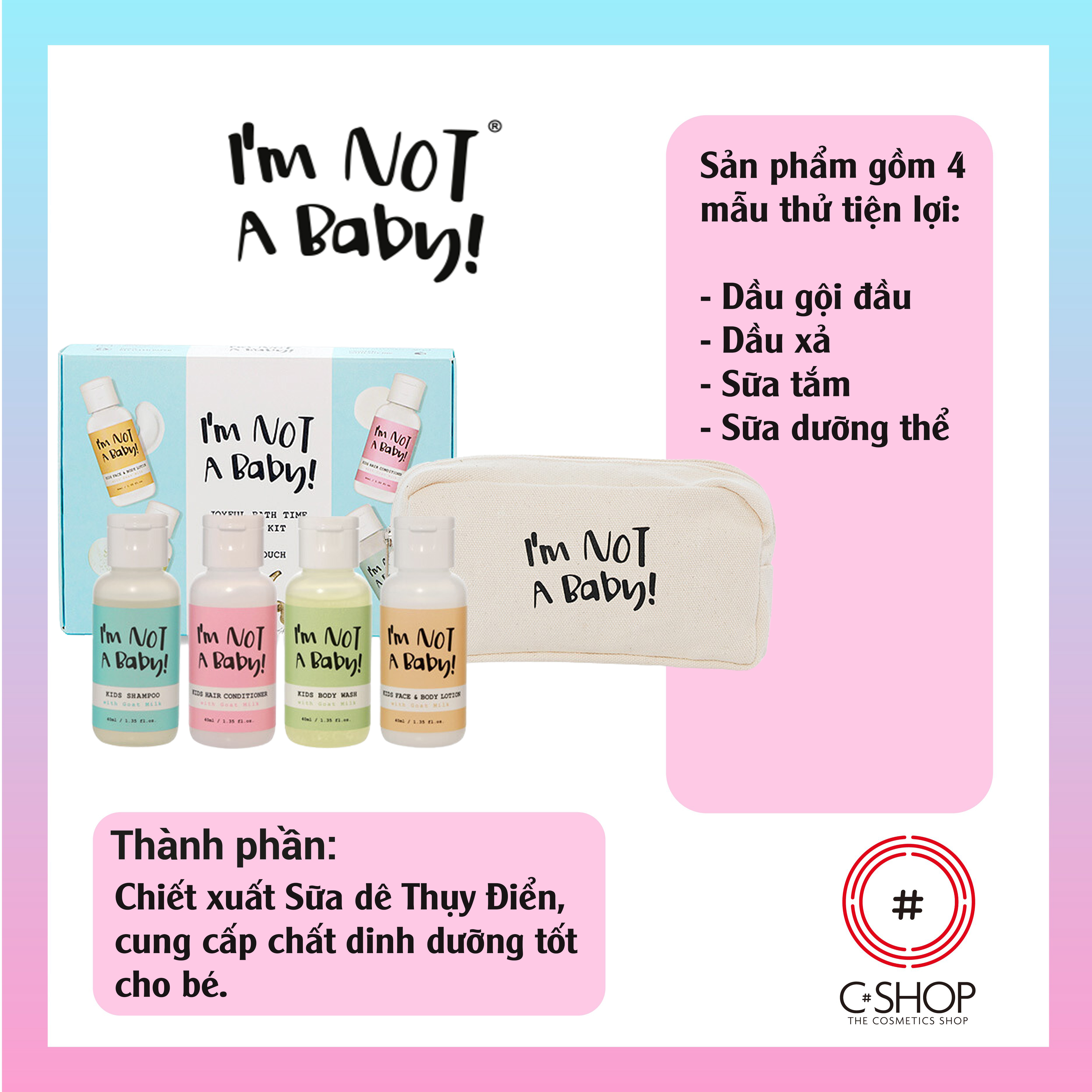 Set 4 mẫu dùng thử sản phẩm dành cho bé I'm Not A Baby