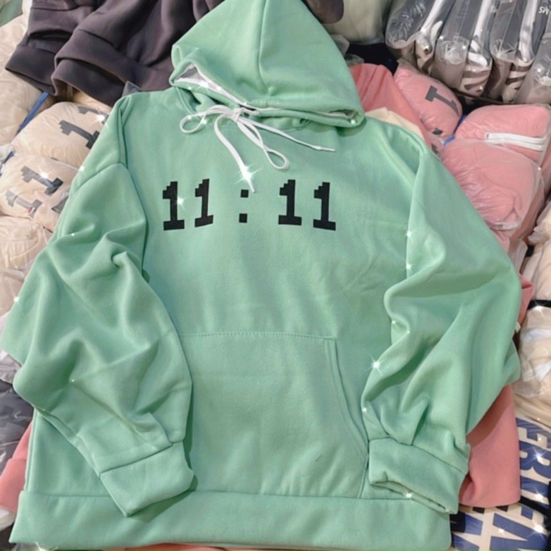 ÁO HOODIE NỮ IN GIỜ 11:11 CHẤT NỈ DÀY DẶN CÓ 4 MÀU LỰA CHỌN FORM RỘNG MÁT