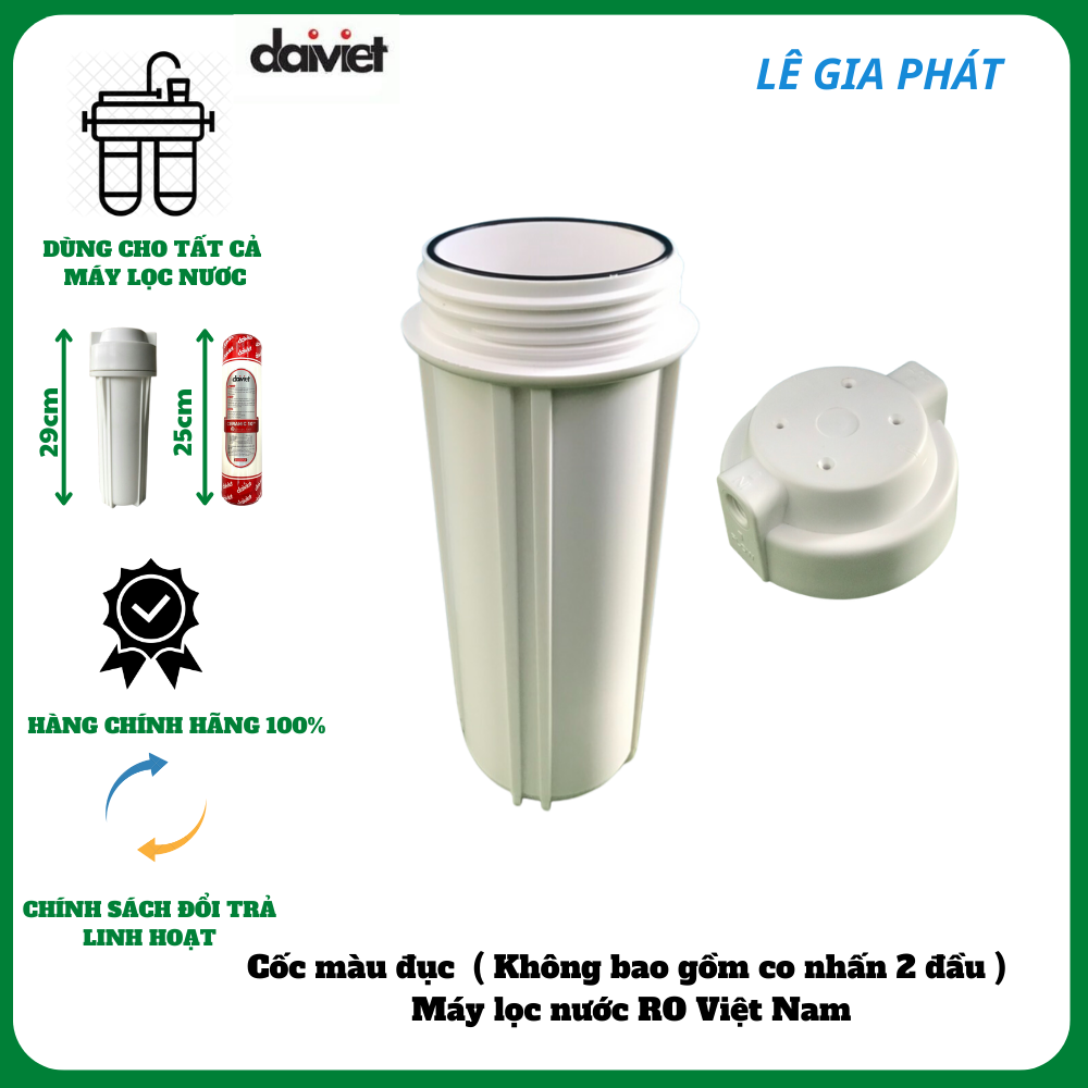 Cốc Lọc Nước Thô Trong - Màu 10inch, Máy RO, Ren Ngoài 13 - Hàng chính hãng