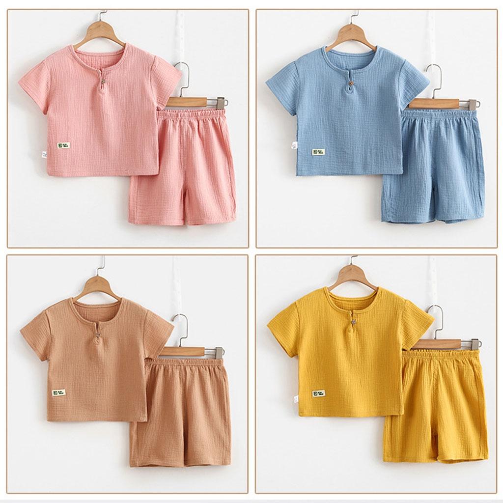 Bộ cộc tay cho bé trai bé gái, Bộ cộc đũi nhăn nhiều màu sắc cho bé 1-5 tuổi - ROSY KIDS