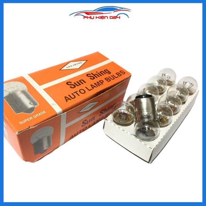 Bóng đèn phanh đèn thắng xi nhan SunShing cho ô tô, xe máy đui cài 2 tóc 10W 24V chân cài lệch hàng