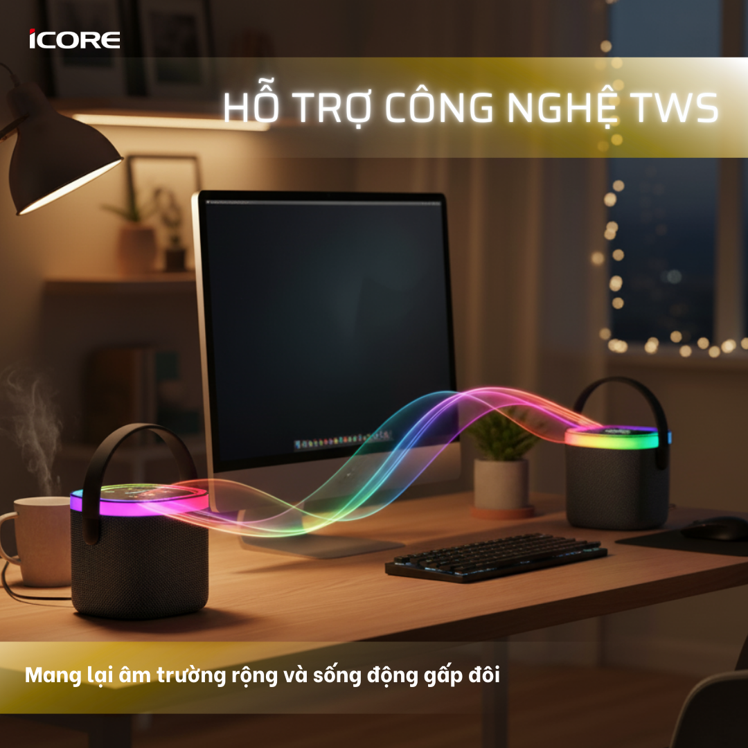 Loa Bluetooth iCore BS28 – Âm Thanh Mạnh Mẽ, Thiết Kế Hiện Đại - HÀNG CHÍNH HÃNG