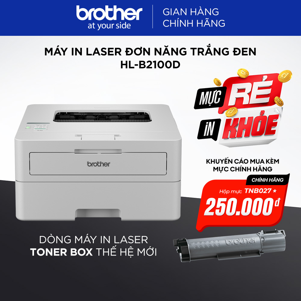 Máy in laser đơn năng trắng đen HL-B2100D - Hàng chính hãng