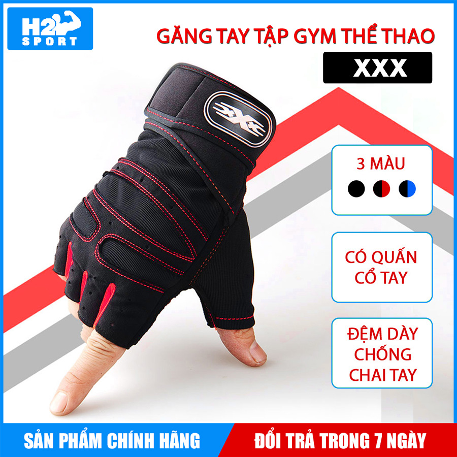 Găng tay tập gym có quấn cổ tay ️FREE SHIP️ Găng tay thể thao XXX có quấn trợ lực cổ tay