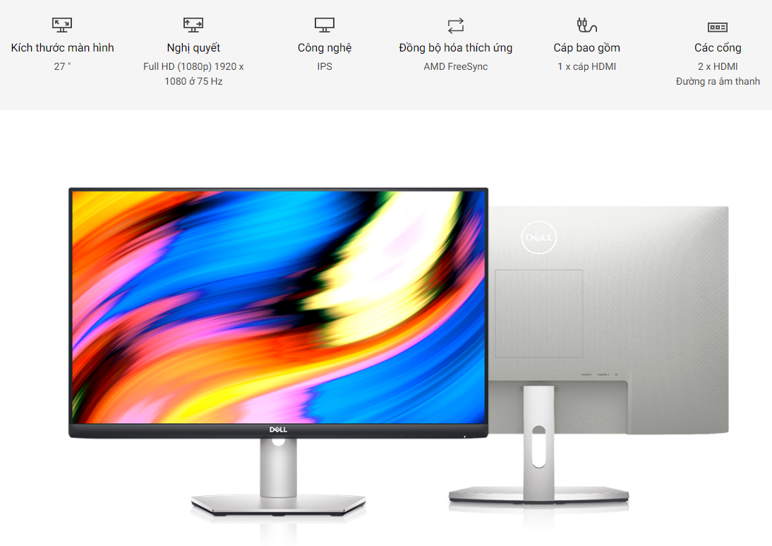 Màn Hình Dell S2721H 27inch FullHD 4ms 75Hz IPS - Hàng Chính Hãng