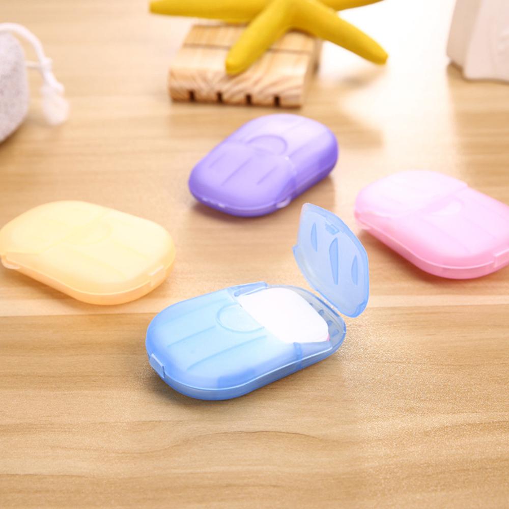 Hộp xà phòng rửa tay di động dùng một lần gồm 20 tờ xà phòng có mùi thơm tạo bọt mini