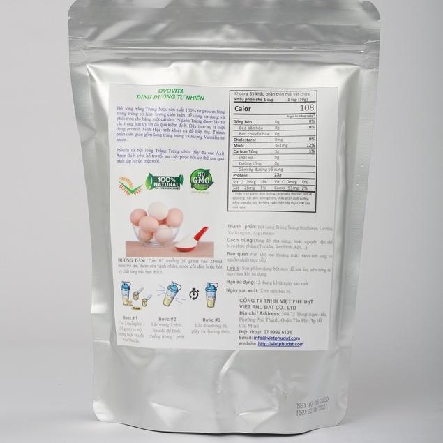 Bột Lòng Trắng Trứng Nguyên Chất Ovovita Hỗ Trợ Tăng Cơ cho Gymer - Túi Zip 500gr