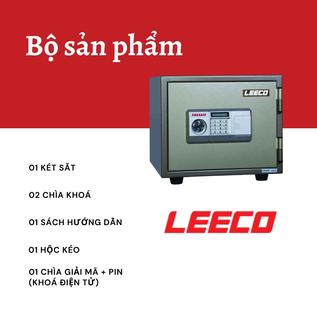 Két sắt Thái Lan LEECO CS Chống Cháy, Chống Trộm Cao Cấp Chịu Nhiệt Độ 1050 Độ C Trong 120 Phút Nặng 53kg, Cao 37cm Hàng Chính Hãng