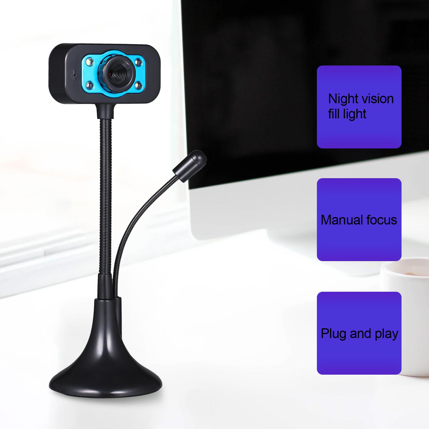 USB Webcam Máy tính để bàn Máy tính PC Video với Micrô Ống linh hoạt 4 L-ED Night V-ision Camera