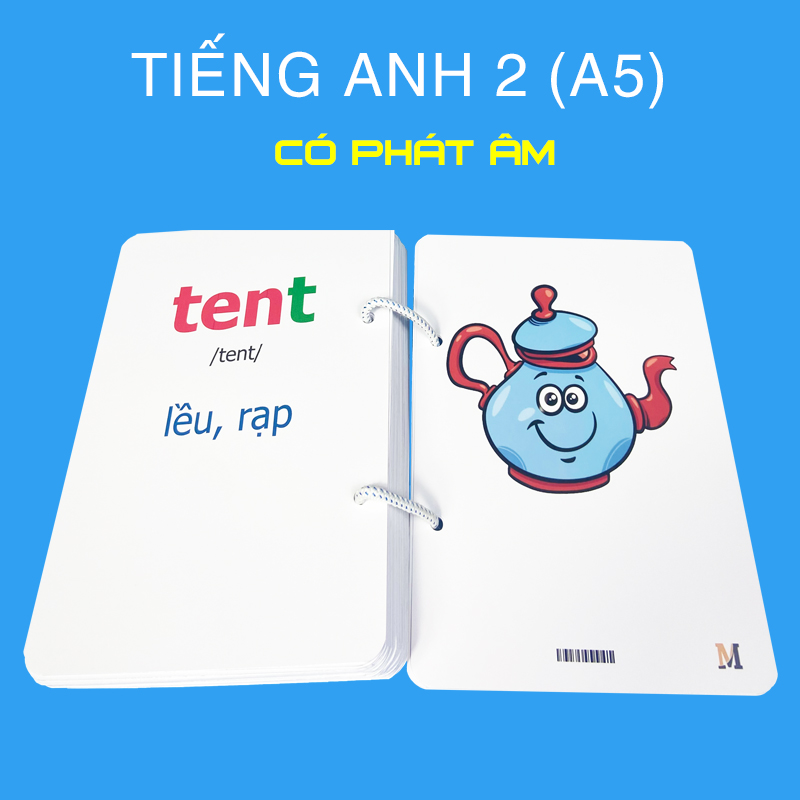 4 Bộ flashcard Tiếng Anh Lớp 1 2 3 khổ lớn A5, có phát âm và hình ảnh sinh động