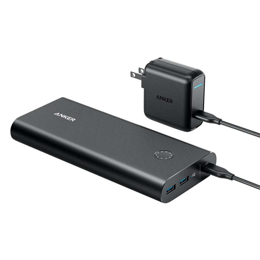 Pin Sạc Dự Phòng Anker PowerCore+ 26800mAh Hỗ Trợ Power Delivery PD (Kèm Adapter Sạc PowerPort+ 1 Cổng USB Type-C) - B1375111 (Đen) - Hàng Chính Hãng