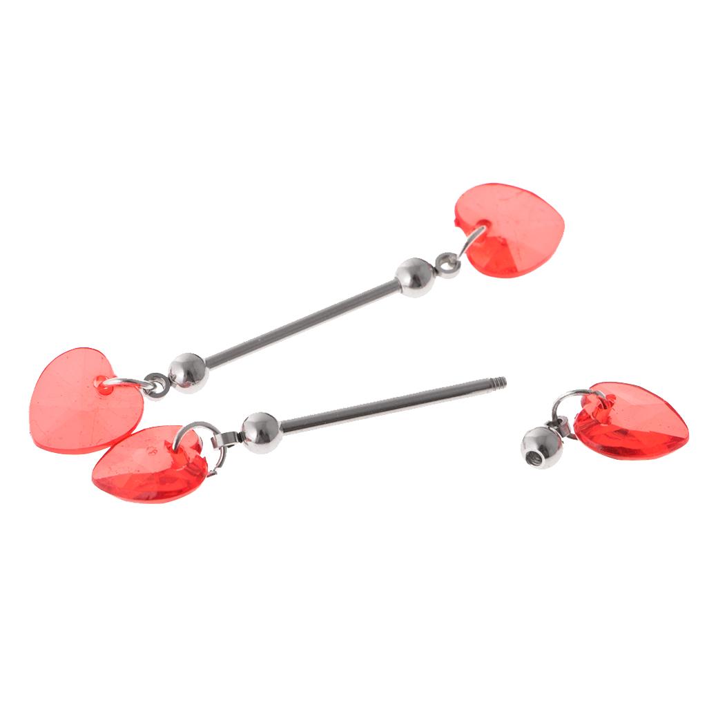 1 Pair Vintage Heart Nipple Bar Ring Stainless Steel Body Piercing Jewelry