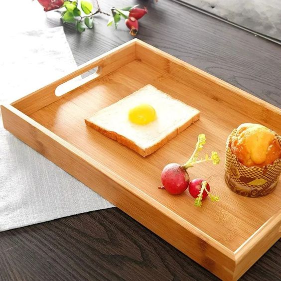 Khay tre hình chữ nhật ECOHUB đựng trà bánh nhiều size