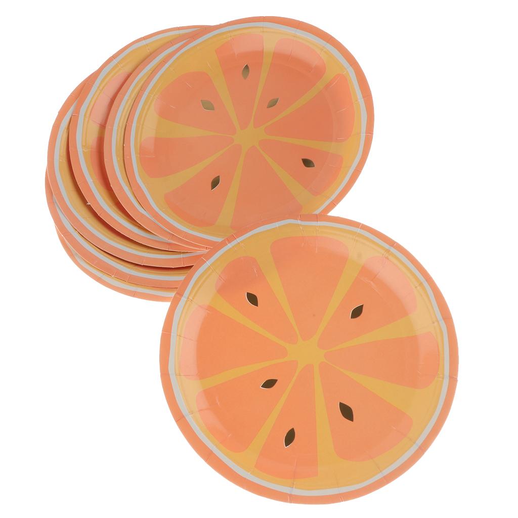 8 Pieces Gilding Fruit Lemon Paper Plates Disposable Party Cake Tray