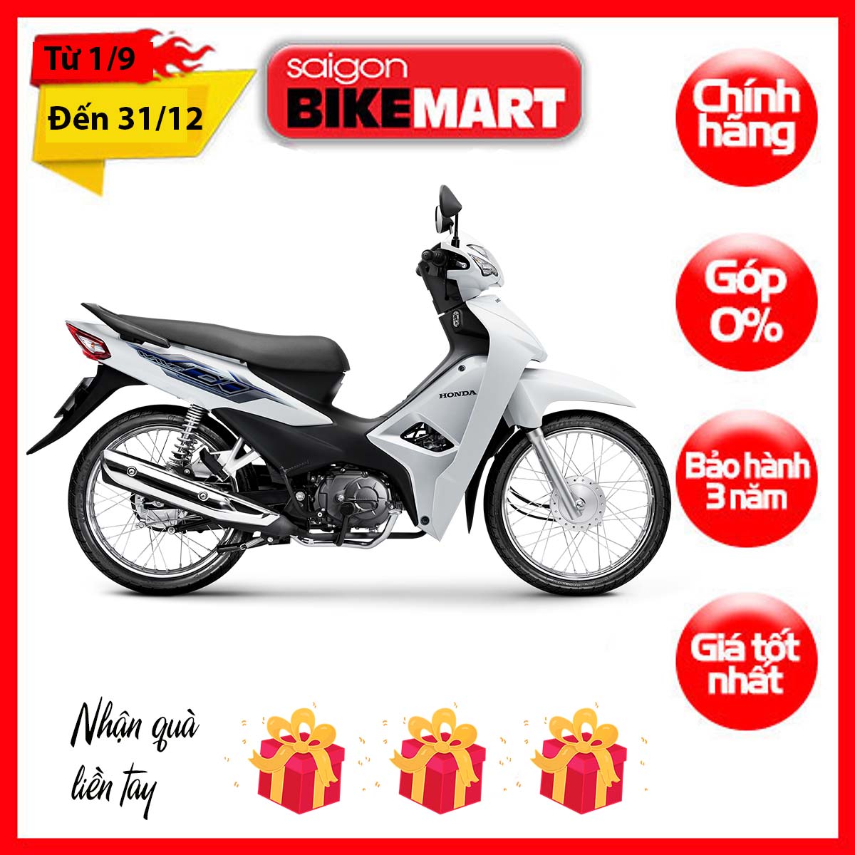 Xe máy Honda Wave Alpha 2023 Tiêu chuẩn Trắng