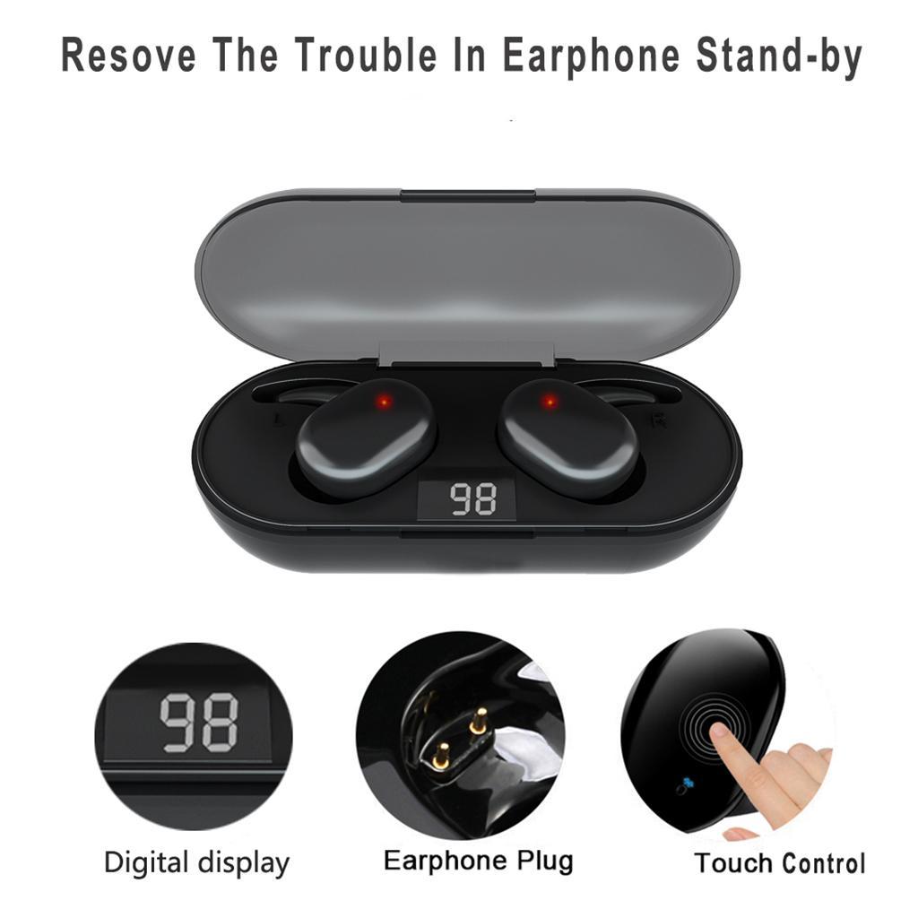 True Wireless Bluetooth 5.0 Earphones Smart Touch Control Earbuds Black