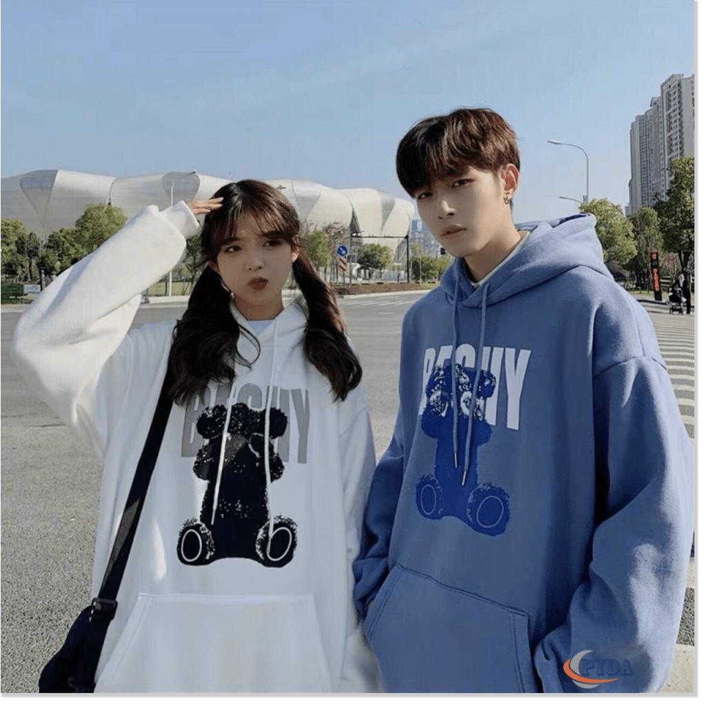 Áo khoác hoodie nam nữ chất nỉ ngoại chi đầu họa tiết chữ cùng in 3d hình gấu hót trend