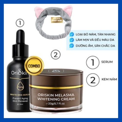 Bộ Kem Nám Tàn Nhang Gồm Kem Oriskin Melasma Whitening Cream 20ml Và Serum Oriskin White Skin Serum Tặng Kèm Băng Đô Thời Trang Ngẫu Nhiên