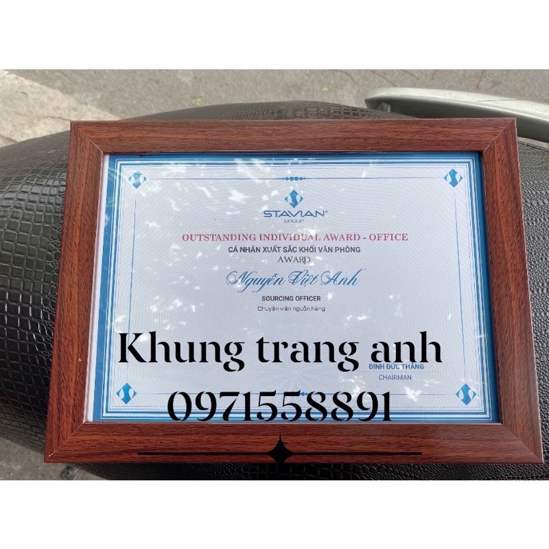 KHUNG BẰNG KHEN NÂU SAO, NÂU TRƠN, NÂU VÂN GỖ, ĐEN TRƠN A4, A3, A5, 26X36, CÓ VAT BAO BỂ VỠ