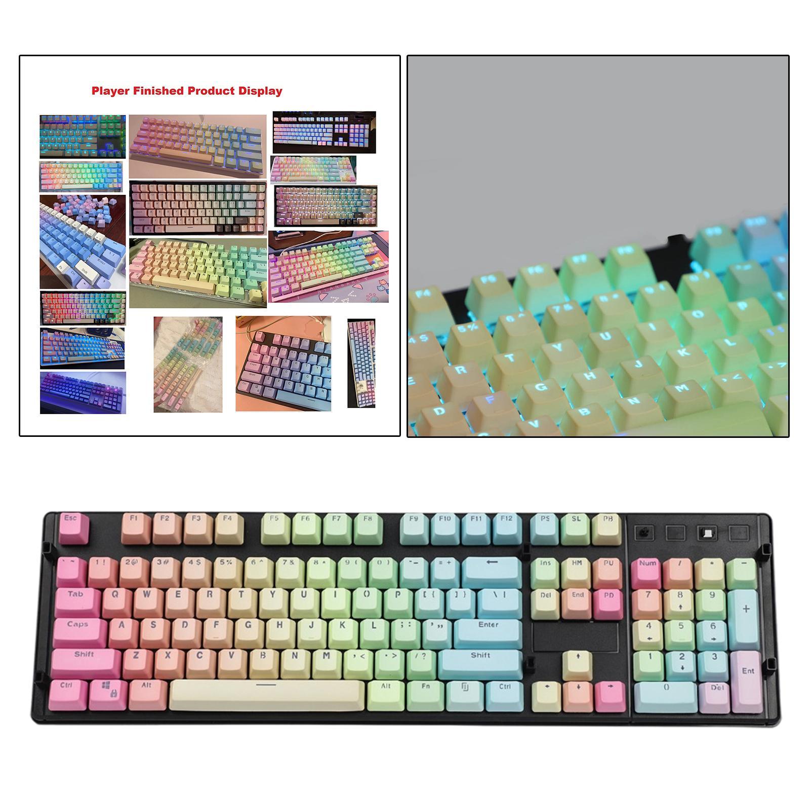 104 Keys Mechanical Keyboard Keycaps Set Home Supplies Rainbow Gradient