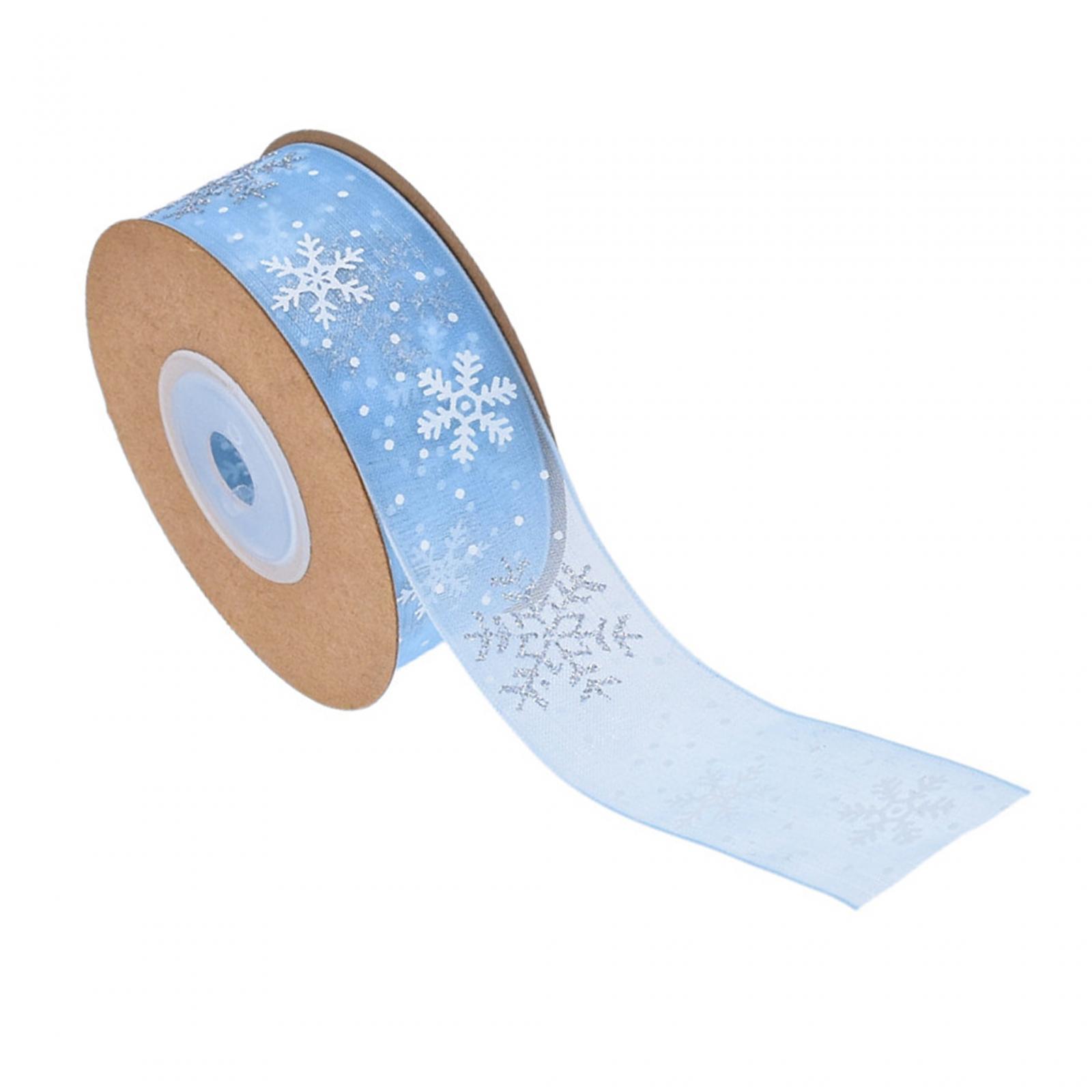 Christmas Tree Ribbon, Snowflake Ribbon Christmas Xmas Tree Decor, Christmas Snowflakes Printed Ribbon for Garlands ,