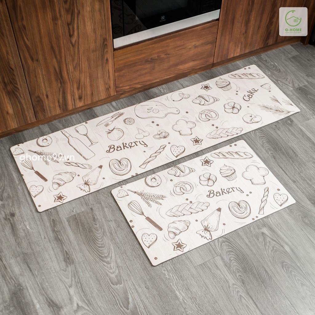 Thảm lau chân nhà bếp cao cấp Ghome, thảm bếp da 3D, không thấm nước, dầu mỡ đế cao su chống trơn trượt TB22M1