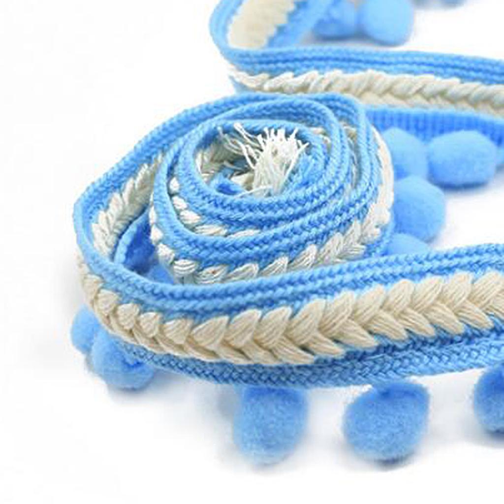 2x 5 Yd Curtain Trim Ribbon Pom Pom Tassel Fringe Sewing Decor