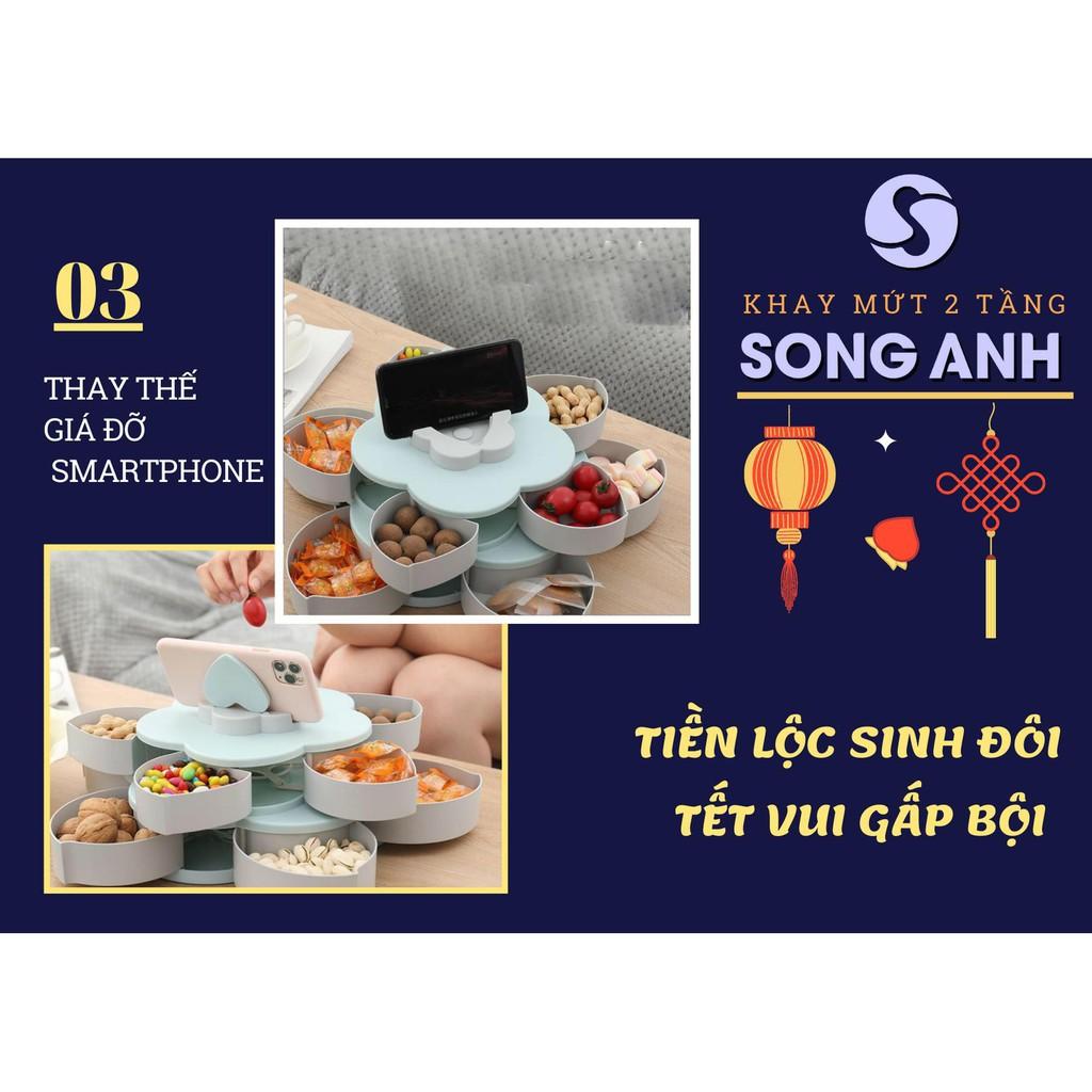 Khay Đựng Mứt Tết 2 Tầng 10 Canh Xoay Mẫu Mới 2021 Song Anh Cao Cấp, Hộp Đựng Mứt Tết Sang Trọng Tinh Tế (Bán Sỉ)