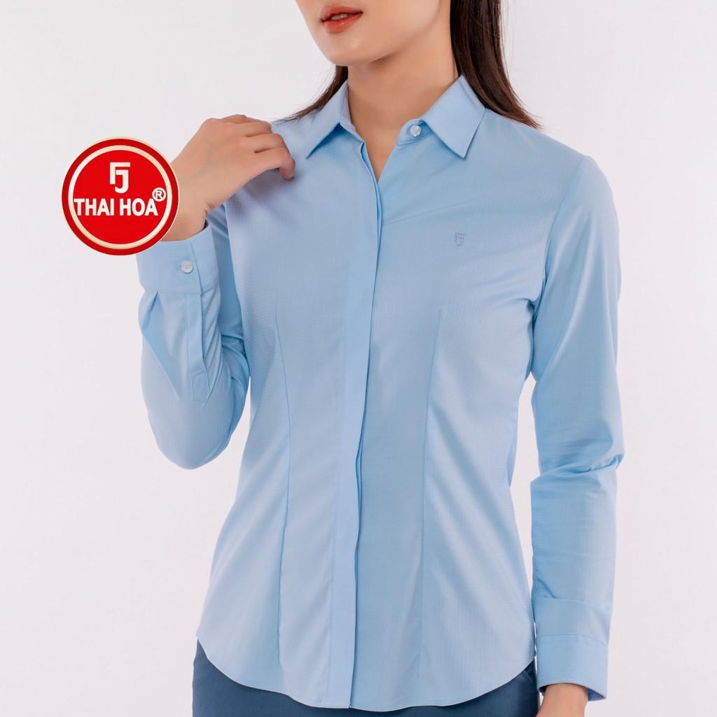 Áo sơ mi nữ Thái Hòa dài tay 9021-03-02 chất liệu vải sợi tre thoáng mát đa dạng màu sắc