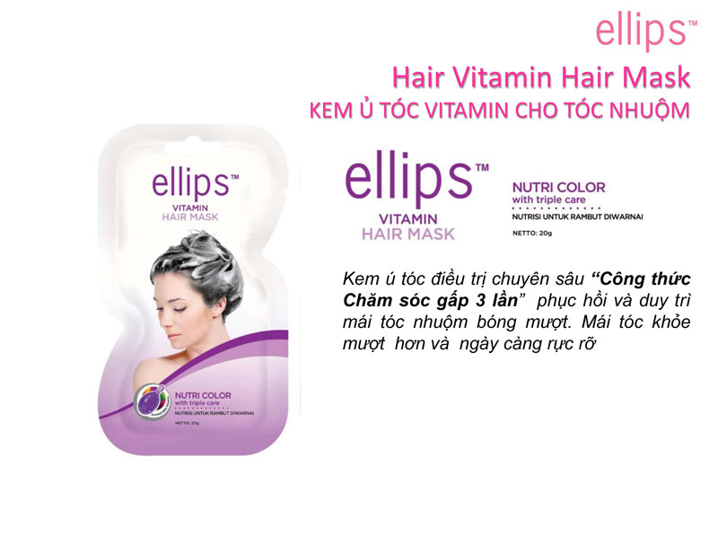 Kem ủ tóc Ellips tím - Combo mua 6 tặng 1 - Dành cho tóc nhuộm