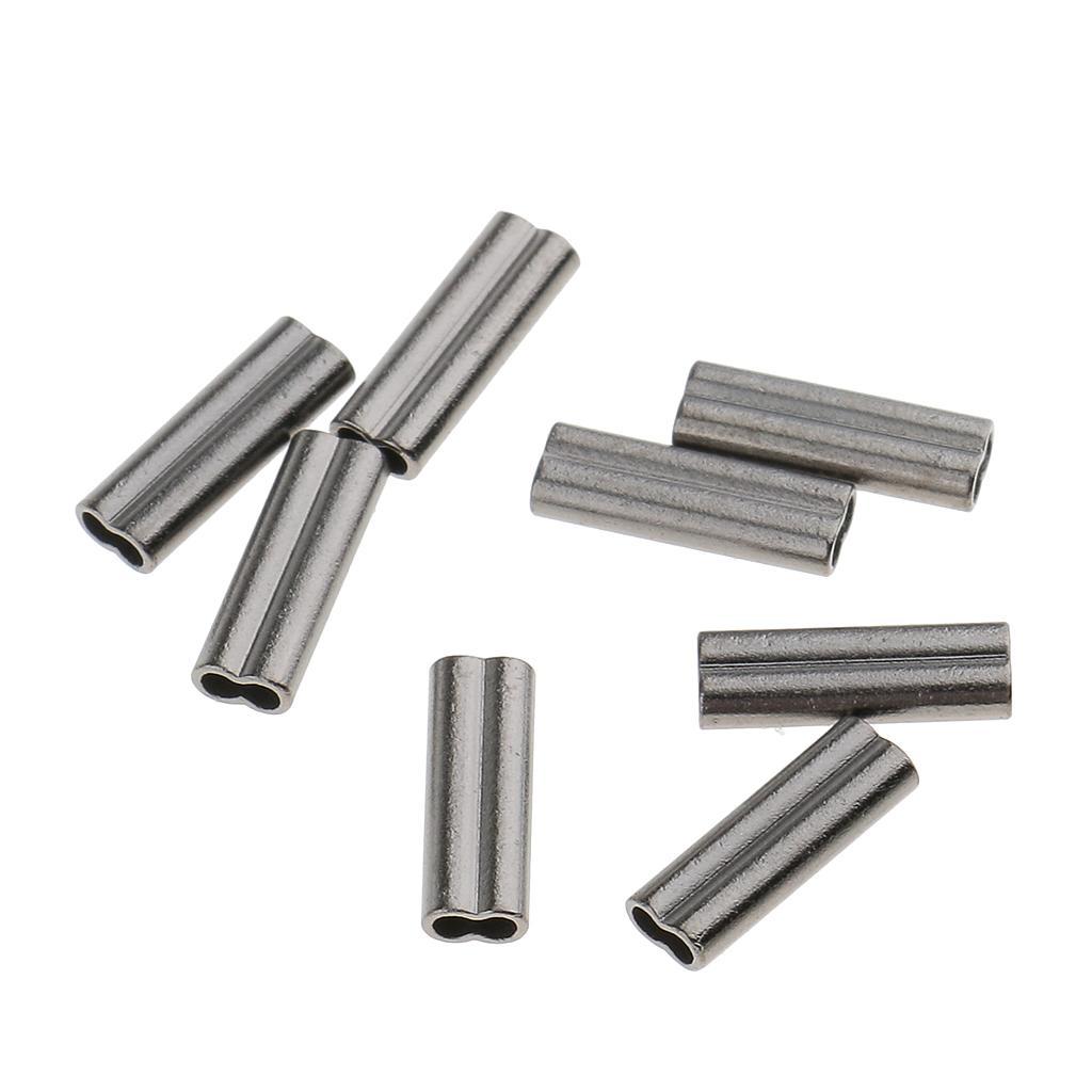 100Pcs Double Barrel Copper Fishing Crimp Sleeves for Rig Making 1mm & 0.8mm