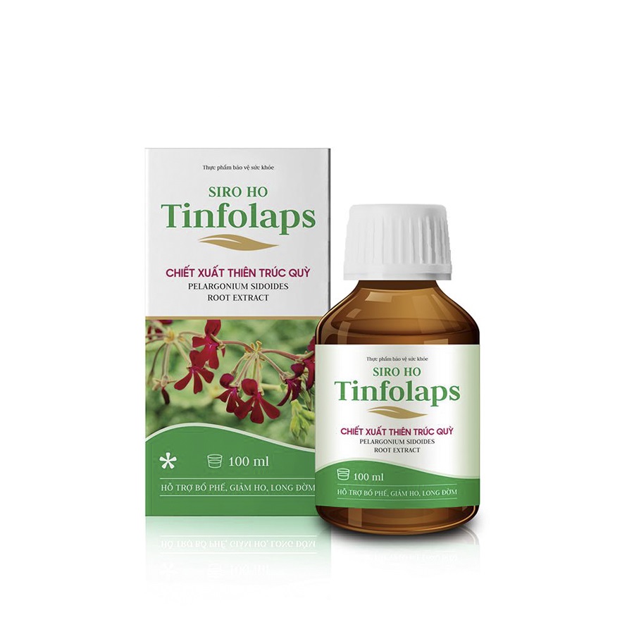 Siro ho Tinfolaps - Chiết xuất Thiên trúc Quỳ - Hỗ trợ bổ phế, giảm ho, long đờm, giảm đau rát họng - Lọ 100 ml