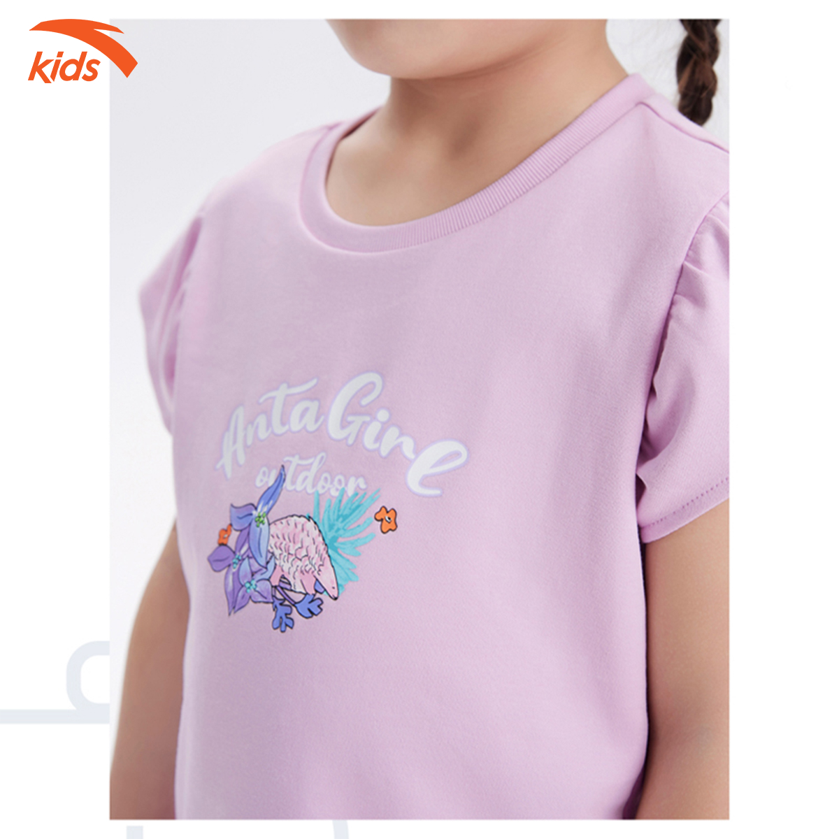 Áo phông bé gái Anta Kids kiểu dáng thể thao, vải polyester co giãn 4 chiều 362239101