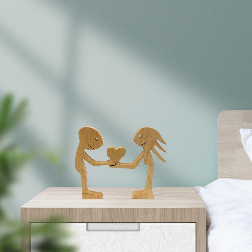Wood Carving Decoration Figurines Small Home Decor Women and Men A