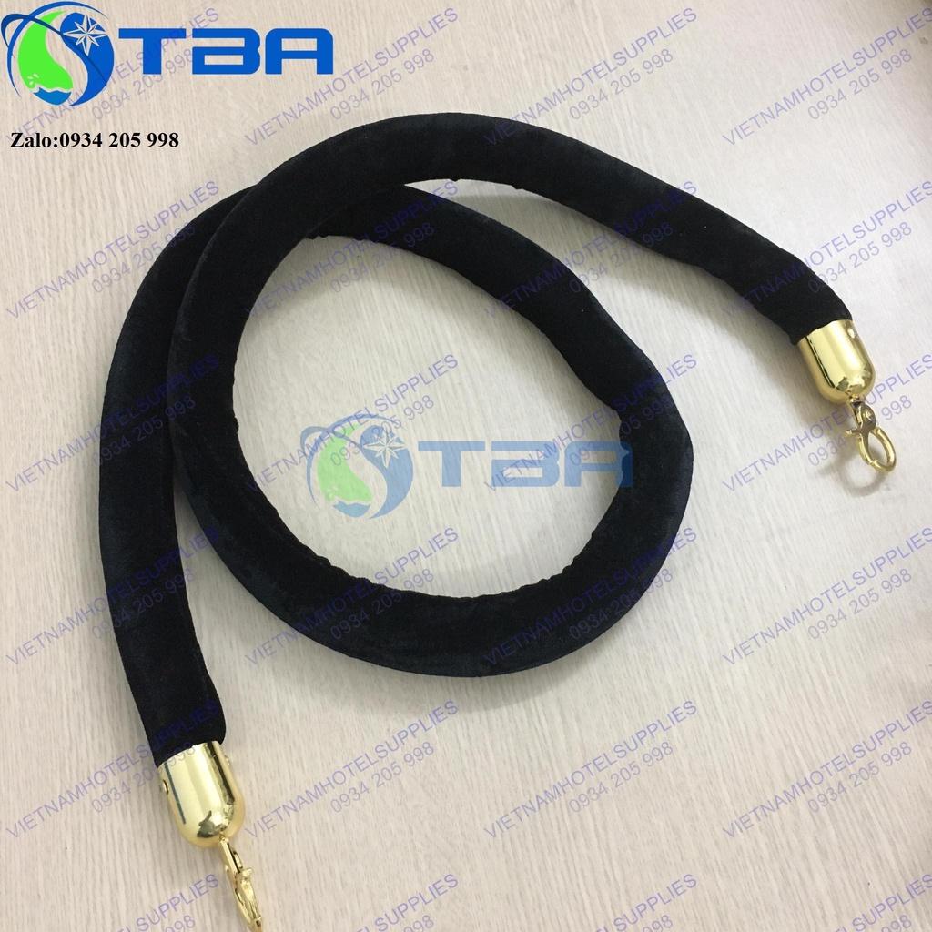 Dây nhung màu đen móc khóa mạ vàng cao cấp cho cột trụ chắn inox