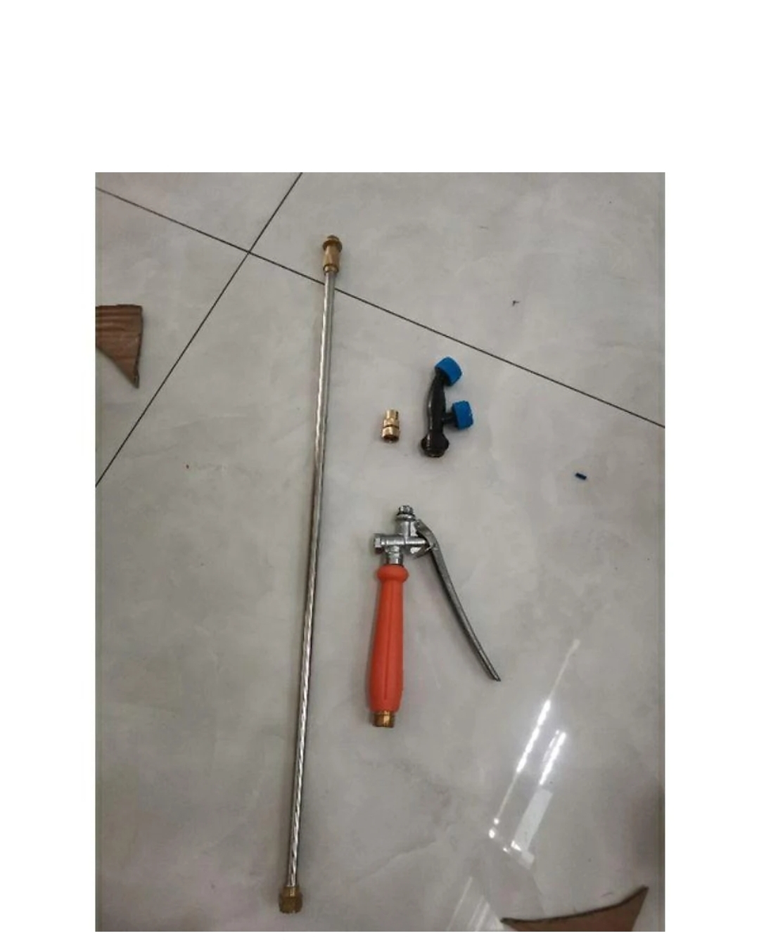 Tay bóp khóa inox + cần 1,2m + béc tưới lan, xịt xe, điều hòa máy lạnh, tưới phân
