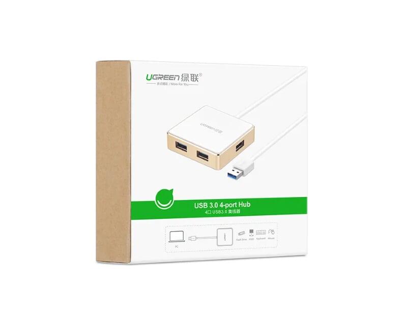 Ugreen UG20784US168TK 1M màu Vàng Bộ chia HUB USB 3.0 sang 4 USB 3.0 vỏ hợp kim nhôm hỗ trợ nguồn 5V - HÀNG CHÍNH HÃNG