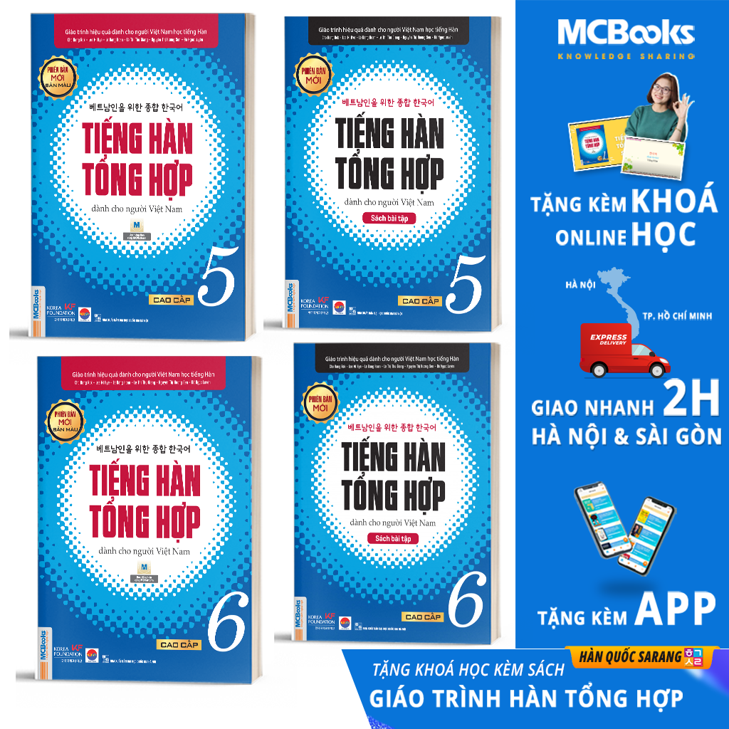 Combo 4 Cuốn Tiếng Hàn Tổng Hợp Cao Cấp 5 và 6 Bản Màu - Học Kèm App Và Bài Giảng Online